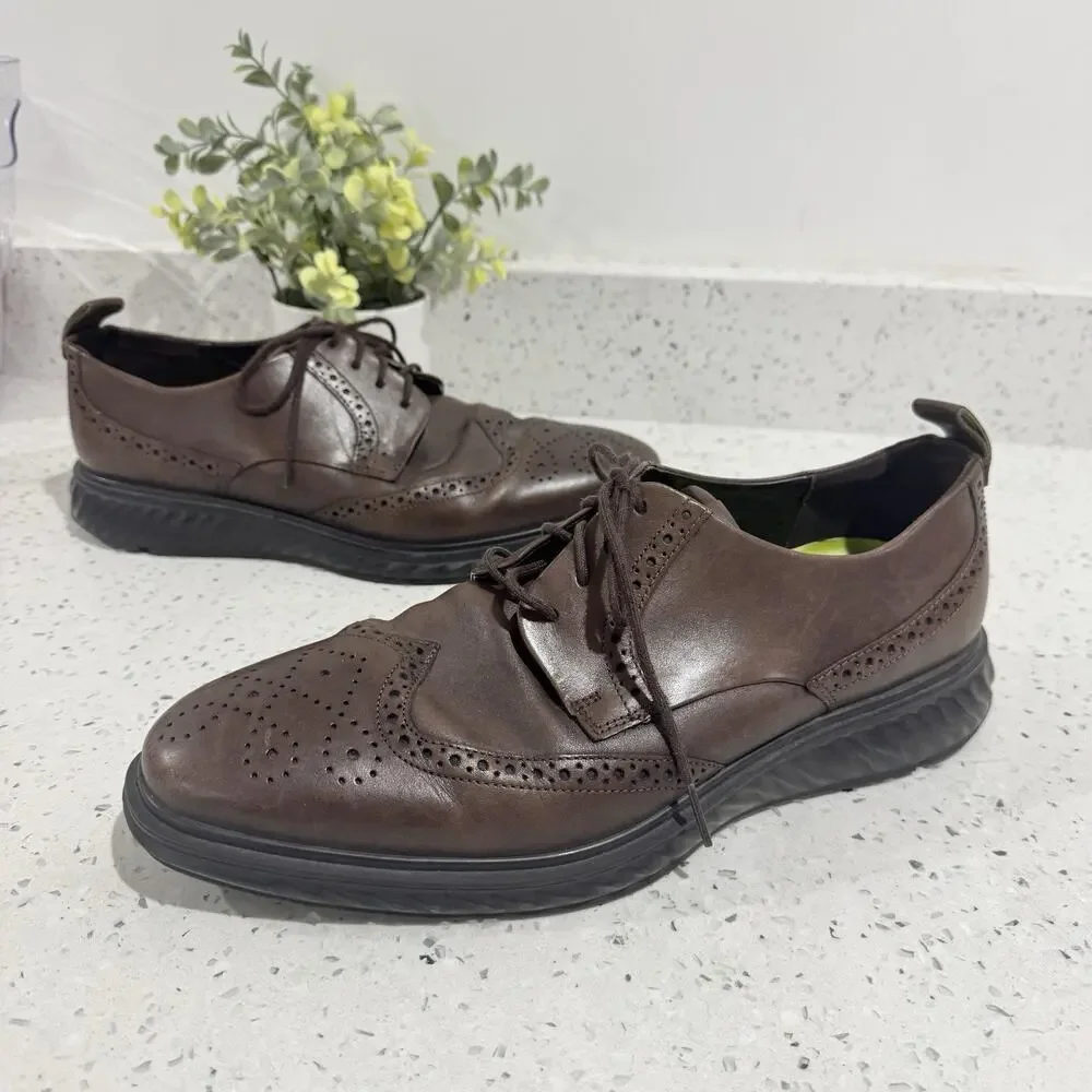 ECCO Men's ST.1 Hybrid Lite Brogue shoe Leather Brown Size 11 comfort dress